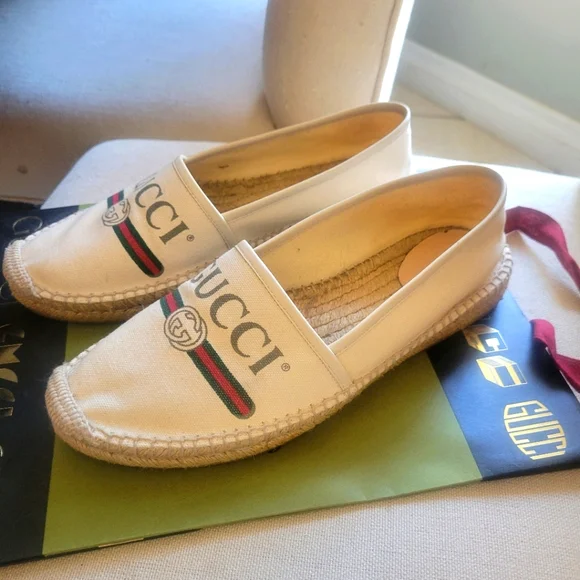 Authentic Gucci Women's Beige Espadrilles with Log, Size 40 EU - Picture 1 of 5